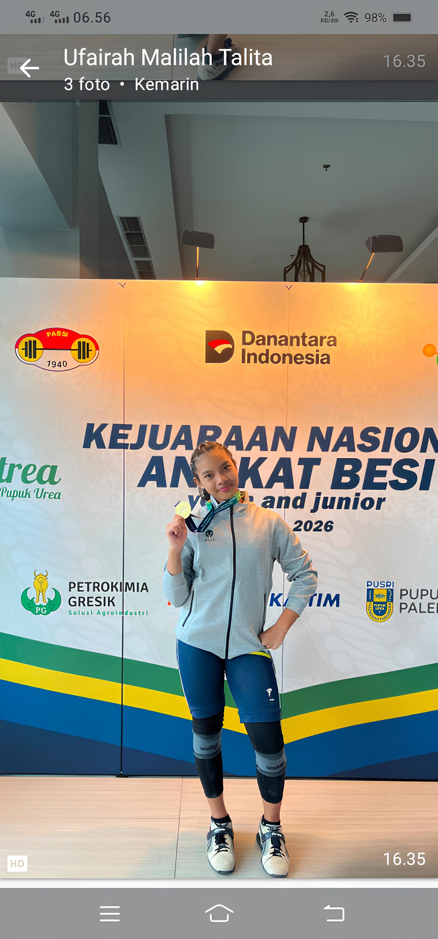 UFAIRAH MALILLAH TALITA atlet muaro jambi mewakili provinsi jambi dalam kejuaraan nasional angkat bes